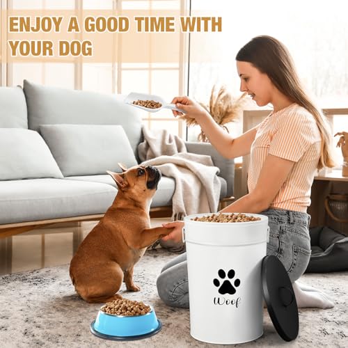 DoubleFill Extra Large 30 lb Metal Dog Food Storage Containers, White - color: White, size: Extra Large 30 lb