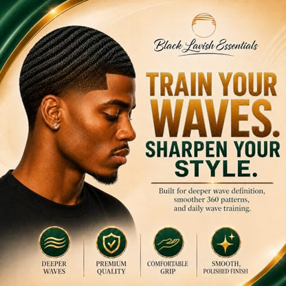 360 Wave Brush, Build Deeper Waves, Soft & Hard Boar Bristle Curved Brush, Black Lavish Essentials Signature (Soft, Emerald Green) - color: Emerald Green, size: Soft Brush