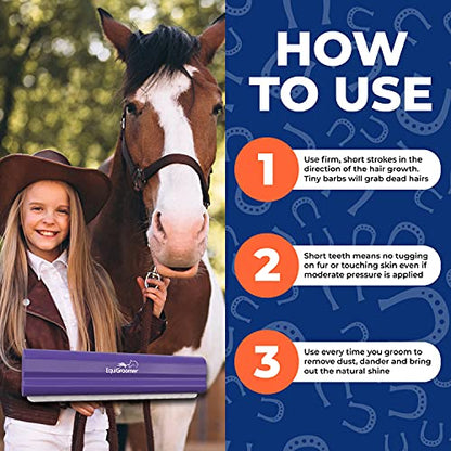 EquiGroomer 8-Inch Deshedding Brush for Dogs & Horses, Purple - color: Purple