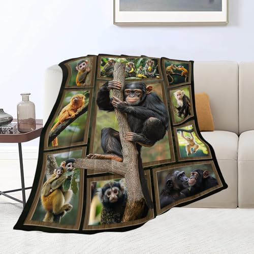 Monkey Blanket Chimpanzee Animal Throw Blankets 50"x40" - color: Monkey, size: 50"x40"