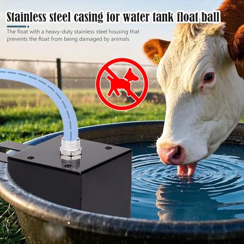 Stock Water Tank Float Valve Stainless Steel Water Trough Float Valve for Ponds, Livestock Waterer, Pool, Reservoir, with Stainless Steel Housing, Water Level Control, High Water Flow