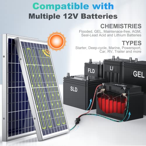 SUNER POWER 10W 12V Solar Battery Charger Maintainer, Built-in Smart MPPT Charge Controller, Adjustable Mount Bracket, Waterproof 10 Watt Solar Panel Kits for Car Automotive Boat Marine RV Trailer - size: 10W Pro