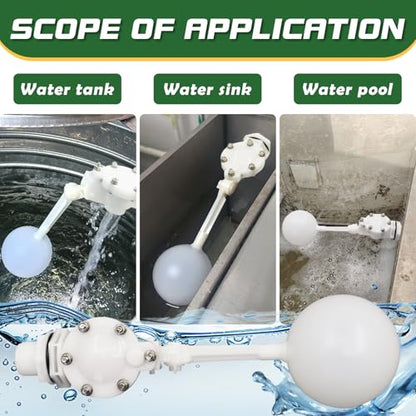 3/4 Detachable Floating Float Valve,White Plastic Water Float Valve with Adjustable Arm for Water Level Control for Water Tank Pond, Livestock Waterer (3/4") - size: 0.75 Inch