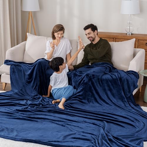 Berkshire Blanket VelvetLoft Big Oversized King Family Blanket, All Season Mid-Weight Ultra Silky and Fuzzy, Seamless Extra Large(Dress Blues, 120x120 Inches) - color: Dress Blues, size: Oversized King