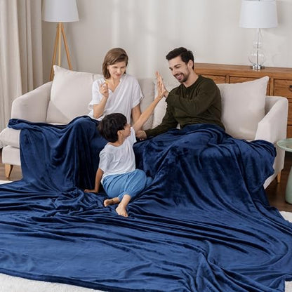 Berkshire Blanket VelvetLoft Big Oversized King Family Blanket, All Season Mid-Weight Ultra Silky and Fuzzy, Seamless Extra Large(Dress Blues, 120x120 Inches) - color: Dress Blues, size: Oversized King