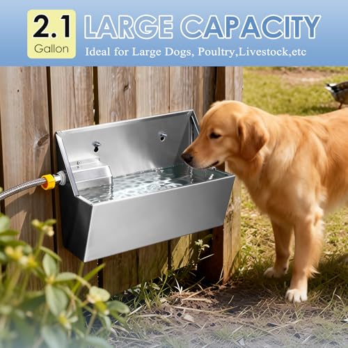 Dog Water Bowl Dispenser Stainless Steel, Auto Fill, Hose Connect