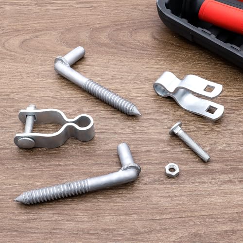 4PCS Gate Hinge Kit, Heavy Duty 1-5/8" U-Bolt Clamps, Galvanized Rustproof, Fits 5/8" Hinge Eyes, Ideal for Farm Garden Gates - size: 1-5/8" U-Bolt Clamps