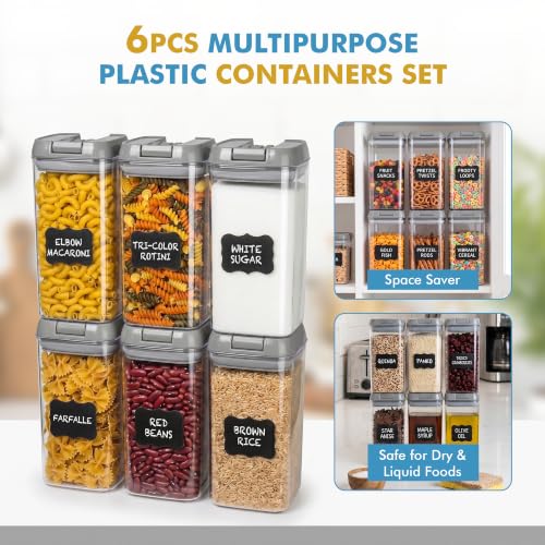 Shazo 6 PC 1.2L Airtight Food Storage Containers with Lids BPA Free Plastic - color: Gray