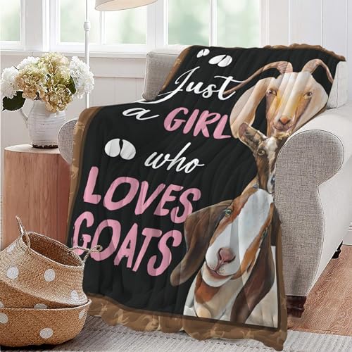 Goat Blanket Gift Just A Girl Who Loves Goats Cozy Plush Throw Blanket Flannel Fleece Ultra Soft Fuzzy Animal Lover Party Blankets for Adult Kids Boys Women Men 50"X40" - color: Three Goats, size: 50"x40"