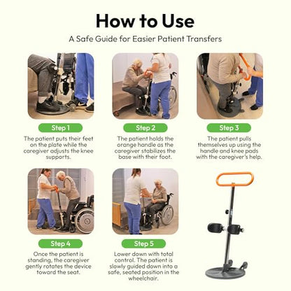 Etac Turner PRO Patient Transfer Aid, Standing Pivot Sit to Stand | Assisted Standing, Pivot Disc, Stand Assist Aid for Elderly, Caregiver Transfer Device, 440 lbs Capacity