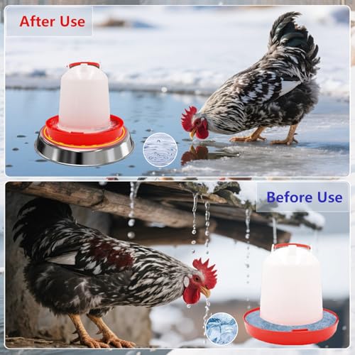 12in Chicken Warer Heater for Winter,5 Gallon Chicken Water Heated Base,Automatic Electric Poultry Winter Deicer Heated Base for Plastic/Metal Poultry Water