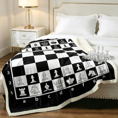 Sleepwish Throw Blanket, Black White Lightweight, Twin - color: Chessboard, size: Twin