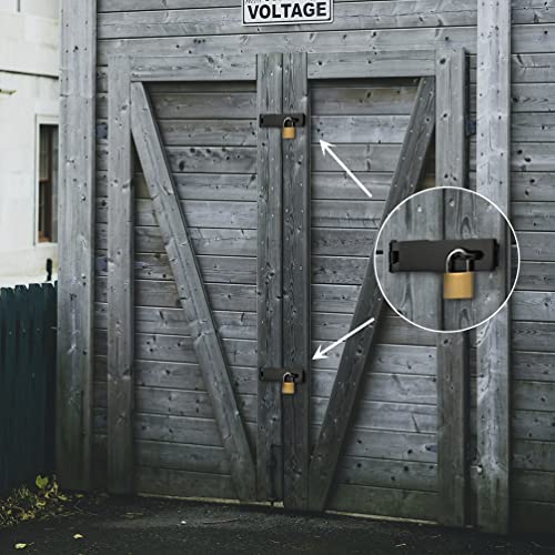 7-1/2" Heavy Duty Door Lock Hasp Latch, 1/8" Thicker Iron Gate Hasp Latches Safety Packlock Clasp Locking with Lengthen Screws for Outdoor Doors, Gates, Shed, Drawers, Cabinets, Black
