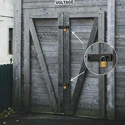 7-1/2" Heavy Duty Door Lock Hasp Latch, 1/8" Thicker Iron Gate Hasp Latches Safety Packlock Clasp Locking with Lengthen Screws for Outdoor Doors, Gates, Shed, Drawers, Cabinets, Black