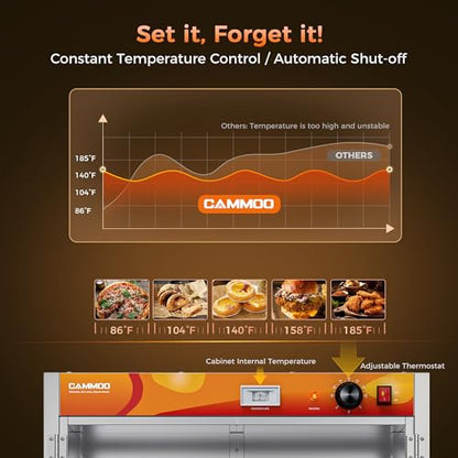 CAMMOO 133Qt 5-Tier 900W Commercial Food Warmer Cabinet