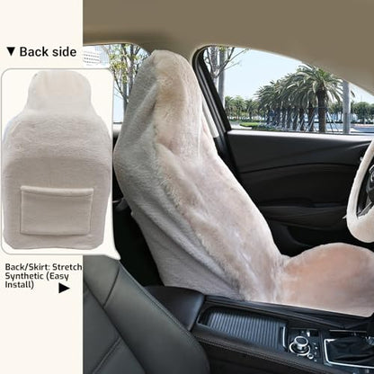 Aegis Cover Sheepskin Seat Cover Genuine Australian Merino Wool Front Seat Cover Luxury Dense Pelt Universal Fit for Most Cars, SUVs, Trucks, Bucket-Style, 54 X 22 Inches (Sand) - color: Sand