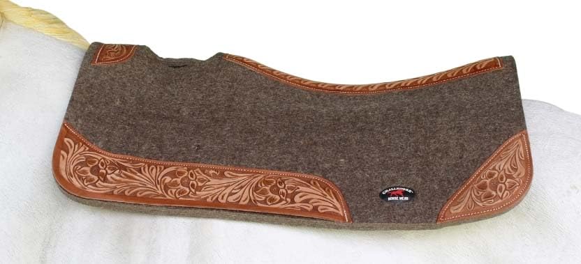 CHALLENGER Horse Saddle PAD Western Contoured Wool Felt Moisture Wicking Saddle Pad 39177 - color: Grey