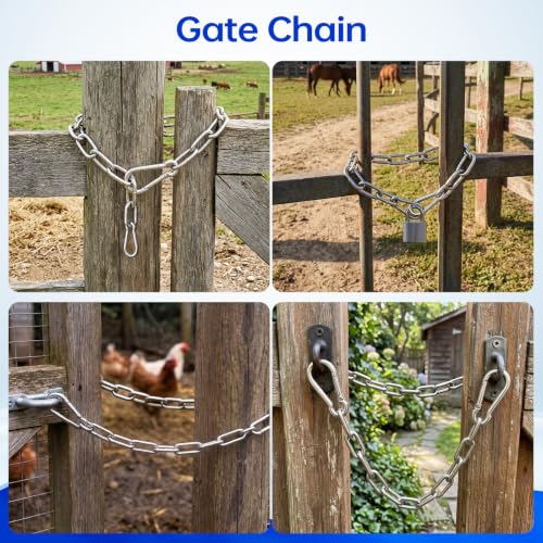 2 Pack Stainless Steel Gate Chain Lock, 5/32" x 28" Latch with Carabiners