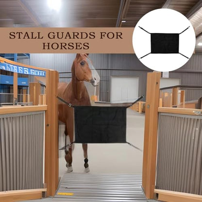 Horse Stall Gate - Aisle Guard Barrier | Adjustable Straps Door, Stable Pasture Partition, Equestrian Center Restraint, Riding Show Venues, Boarding Facilities, Heavy Duty Safety Mesh