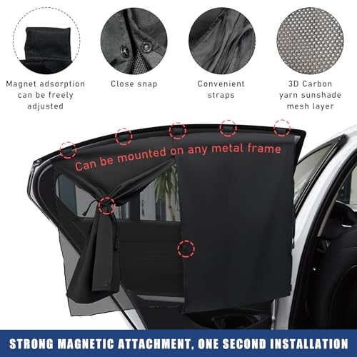 povtii Car Window Shade, Magnetic Double Layer Auto Side Windows Sun Shade for Heat/UV Protection, Vehicle Privacy Window Curtain for Baby & Kids, Universal Car Accessories (2 PCS)