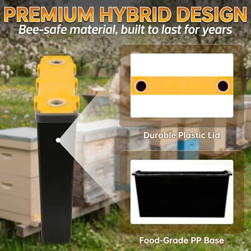 4 Pack 6.5L Bee Hive Feeder, Bee Frame Feeder, Deep Frame Water Feeder, Bee Feeder for Beekeeping Supplies Equipment Tools (Yellow, 4 Pack 6.5L) - color: YELLOW, size: 4 Pack 6.5L