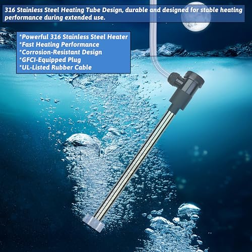 1500W Submersible Water Heater Portable Electric Pool and Hot Tub Immersion Water Heater with Temp Control, WiFi Timer for Bathtub, Spa, Swimming pool, above ground pool and Inflatable Pool