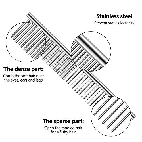 3 Pcs Stainless Steel Combs for Matted Hair - Grooming Clippers with Guide Combs for Removing Tangles and Knots in Long Haired Dogs and Cats - color: Multi-color