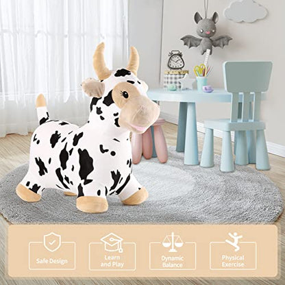 INPANY Bouncy Cow, Plush Cow Hoppers Toys for 2-4 Kid, Indoor & Outdoor Fun - color: Plush Bull