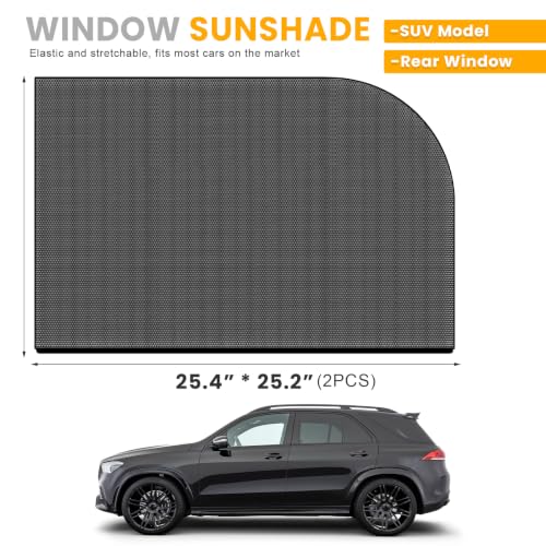 Car Window Shades, UV Protection Vehicle Front Rear Side Mesh Sunshade Curtains, Breathable Heat Block Window Screen Cover Fits for Most Cars, Car Accessories (SUV Rear, 2 PCS) - color: SUV Rear 2 PCS