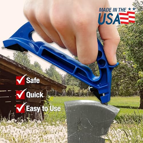 AccuSharp All-in-One Sharpener, All Purpose Sharpener for Knives, Scissors, Garden Tools, Sharpens & Restores Serrated Knives, Cleavers, Axes, Machete, Blue - color: Blue