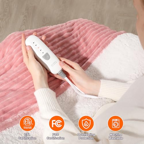 Pink Heated Blanket Full Size Electric Blanket Full 72X84 Machine Washable - color: Dusty Rose, size: Full(72"x84")