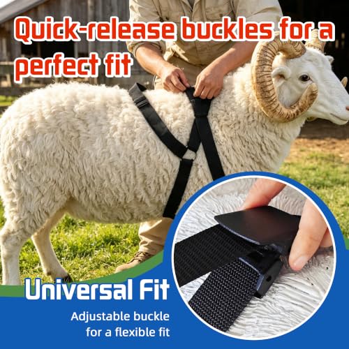 Ram Breeding Marking Harness & Crayons Set for Goat Sheep,3 Color | 3 Marking Crayons,Adjustable Nylon Strap,Quick-Release Buckle,Universal Fit | Rain-Resistant Marks,Livestock Management