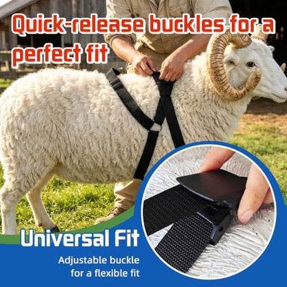 Ram Breeding Marking Harness & Crayons Set for Goat Sheep,3 Color | 3 Marking Crayons,Adjustable Nylon Strap,Quick-Release Buckle,Universal Fit | Rain-Resistant Marks,Livestock Management