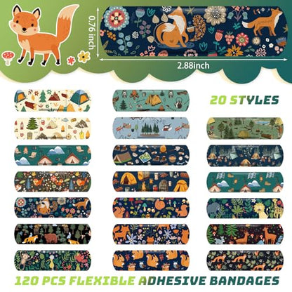 Panelee 120 Pcs Kids Bandages Bulk Waterproof Flexible, Wild Style - style: Wild Style