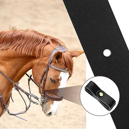 Chunful 6 Pcs Leather Breakaway Halter Replacement Straps for Horses - color: Black
