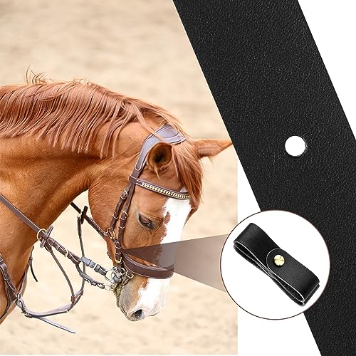 Chunful 6 Pcs Leather Breakaway Halter Replacement Straps for Horses - color: Black
