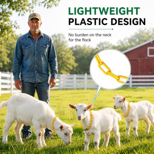 10FT Cut-to-Fit Livestock Goat Collar with Quick Links | Custom Length, Lightweight, Sturdy, Plastic Chain Goat Collars for Mini Goats, Does, Bucks, Sheep