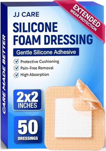 50Pcs Silicone Foam Dressing | 2x2 Bed Sore Bandages | Wound Care FSA&HSA - size: 2x2 50ct