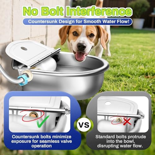 Ademon Automatic Animal Drinking Water Bowl with Float Valve, Extended Pipe,3L Stainless Steel Waterer Feeder Farm Dog Dispenser Kit Self Filling for Livestock Horse Goat Water Trough - color: 71" Hose