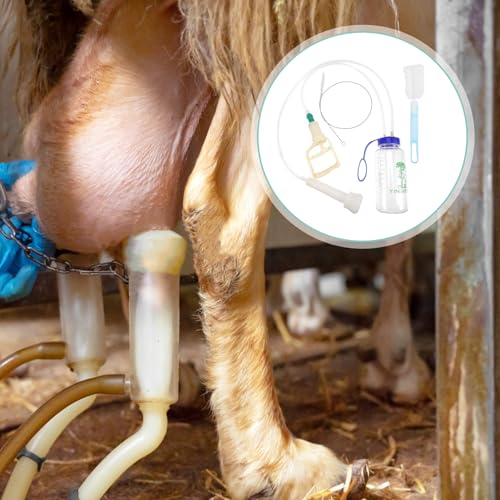 Veemoon Manual Cow Milking Machine Portable Hand Pump Milker for Cattle Goat and Sheep Food Grade Contact Parts Transparent Bottle for Milk Level Control Farm Supply 8.66 X 3.54 X 3.54 in