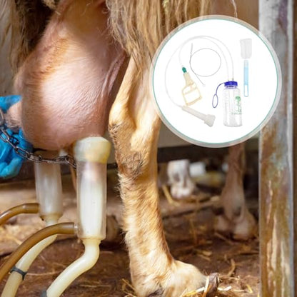 Veemoon Manual Cow Milking Machine Portable Hand Pump Milker for Cattle Goat and Sheep Food Grade Contact Parts Transparent Bottle for Milk Level Control Farm Supply 8.66 X 3.54 X 3.54 in