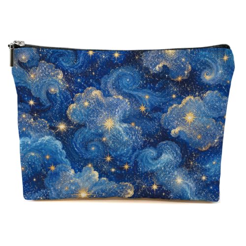 Blue Gold Starry Sky Makeup Bag Cosmetic Bag - color: Multicolor 1617