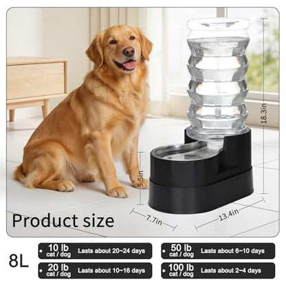 RIZZARI 8L Elevated Dog Waterer: Comfort Height Design - color: Classic Black, size: 8L