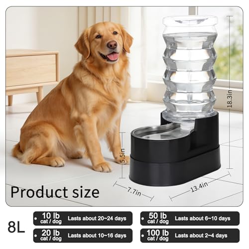 RIZZARI 8L Elevated Dog Waterer: Comfort Height Design - color: Classic Black, size: 8L