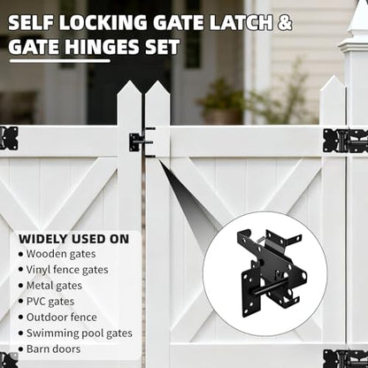 Self Closing Gate Hinge and Latch Kit for Wooden/Vinyl Fence Gate