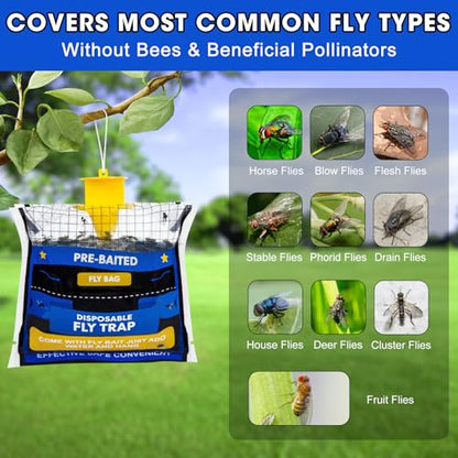 6 Pack Pre-Baited Fly Traps Outdoor Fly Bags for Patio Farm Ranch - size: 6 Packs