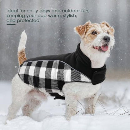 Kuoser Dog Winter Coat, Reversible Waterproof Dog Jacket with Leash Hole, Warm Dogs Fleece Vest Adjustable Doggy Cold Weather Clothes Plaid Christmas Outfit Pet Apparel for Extra Large Dogs, Black 3XL - color: Black, size: XXX-Large (Chest Girth: 35.4-43.