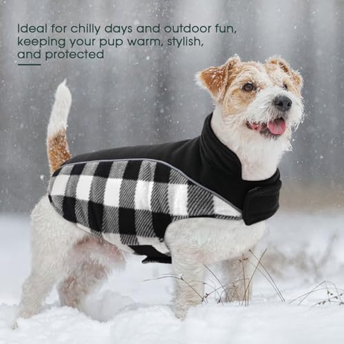 Kuoser Dog Winter Coat, Reversible Waterproof Dog Jacket with Reflective Strip, Warm Dogs Fleece Vest Adjustable Doggy Cold Weather Clothes Plaid Christmas Outfit Pet Apparel for Large Dogs, Black 2XL - color: Black, size: XX-Large (Chest Girth: 29.9-35.4