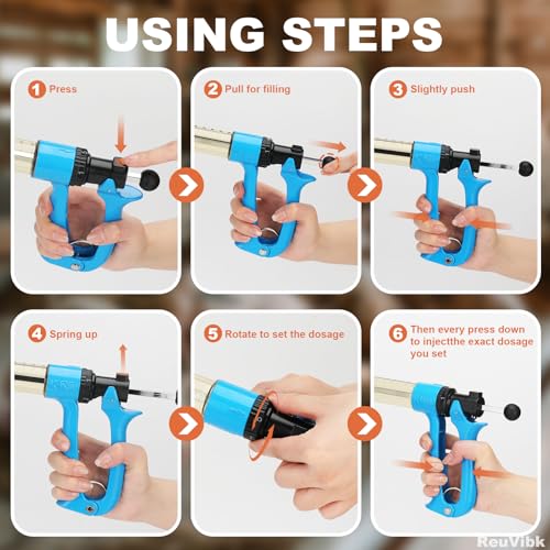 50ml Semi-Auto Repeating Livestock Syringe Gun, 5 Dose Settings - color: Blue50ML