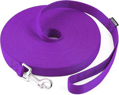 AMAGOOD Dog/Puppy Obedience Recall Training Agility Lead-15 ft 20 ft 30 ft 50 ft Long Leash-for Dog Training,Tie Out,Play,Safety,Camping (15Feet x 1Inch, Purple) - color: Purple, size: 1 Inch x 15 Feet